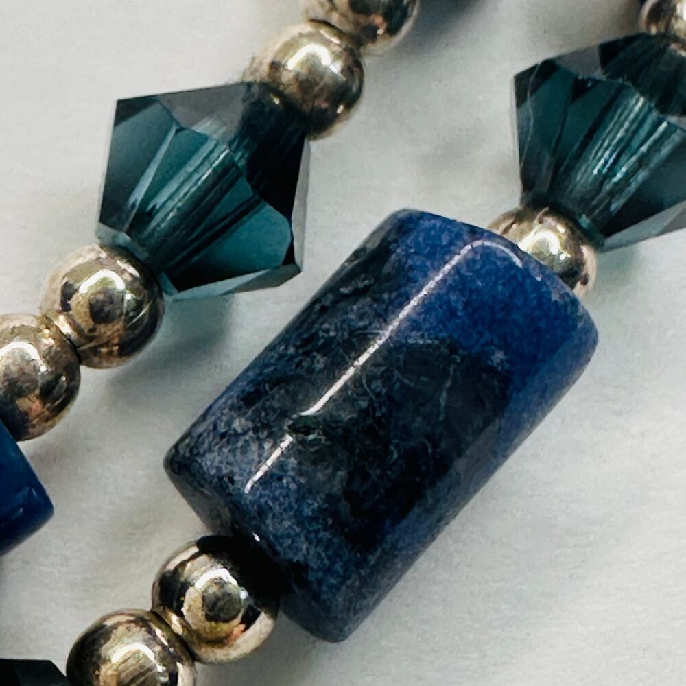 Silpada Sterling Silver, Sodalite and Blue Crystal Wire Choker Necklace - Picture 5 of 6
